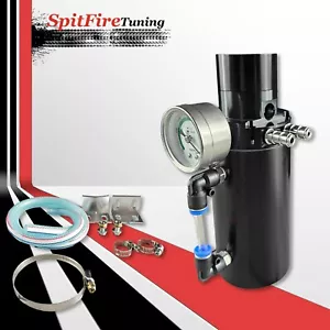 Oil Catch Can Reservoir Baffled Tank Breather Universal Black V2.0 Fits Renault - Foto 1 di 10