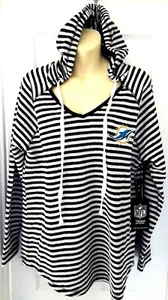 MIAMI DOLPHINS Womens Hoodie Large Knit Top Embroidered Logo Lightweight Stripes - Picture 1 of 4