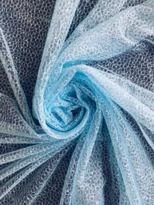 Tela de encaje de tul abstracta azul elástica de 62" de ancho de dos vías - Imagen 1 de 4