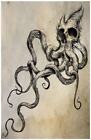 Art Print, Skull Octopus Original Art Print, Tentacles Tattoo Art Print