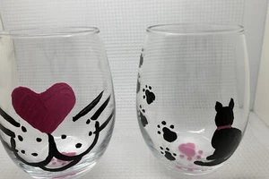 Coppia bicchieri da vino senza stelo dipinti a mano tema gatto - gattini gattini - Foto 1 di 6
