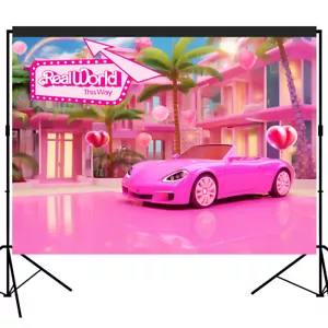 Telón de fondo rosa princesa cumpleaños mundo real de esta manera niñas fiesta pancarta grande - Imagen 1 de 7
