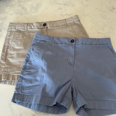 Boden Womens Lot Kaki & Blue Chino Shorts Sz 12 - 4”Inseam Cotton High Rise - Image 1 of 4