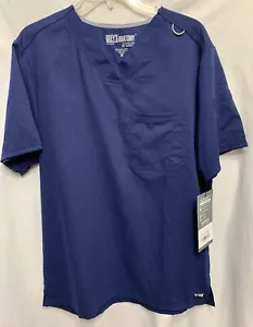 Grey's Anatomy Womens Scrub Shirt Top Dk Blue Medium V Neck NWT - Picture 1 of 9