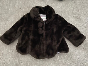 EUC Rothschild Girl Faux Fur Coat Super Warm Dress 12m-24 months Brown Unique