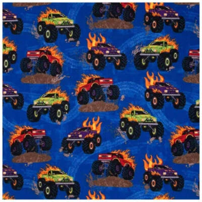 BROTHER SISTER DESIGN STUDIO Monster Trucks Cotton Calico Fabric