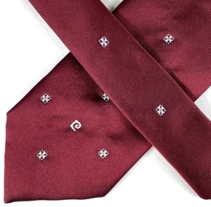 Vintage: Pierre Cardin Mens Tie Short, Logo, Red w/ Geometric Pattern, Repp Silk - Picture 1 of 7