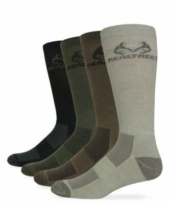 Realtree Mens Boot Cushion Moisture Wicking Mesh Vent Ribbed Crew Socks 2 Pair - Image 1 of 4