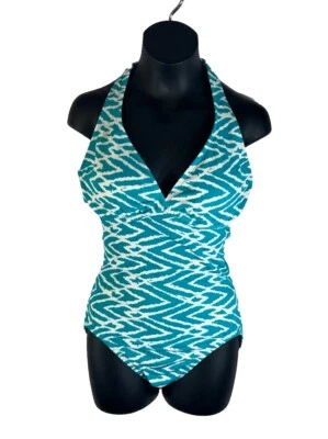 Gap Body women's Junior XS Teal blue & white Zig zag One piece bathing Swim Suit - Image 1 of 4