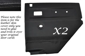 GREY STITCH 2X REAR DOOR CARDS LEATHER COVERS FITS LAND ROVER DEFENDER 110 - Picture 1 of 3