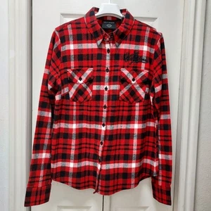 Neu mit Etikett Harley Davidson 96476-23VW kariertes Flanellhemd Retro Schriftschrift Medium für Damen - Bild 1 von 18