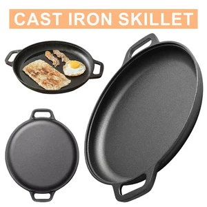 Padella in Ghisa per Uso Domestico Padella per Pancake per Pizza Piastra Rotonda - Foto 1 di 11