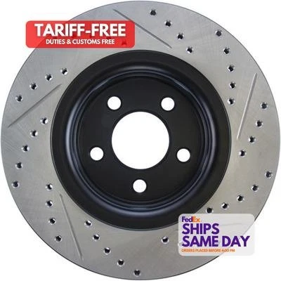 Stoptech 127.61112R, One Sport Drilled/Slotted Br ake Rotor Iron Black Performan - Image 1 of 4
