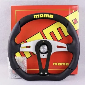350mm MOMO TREK R Leather Suede Car Sport Steering Wheel #Black - Picture 1 of 3