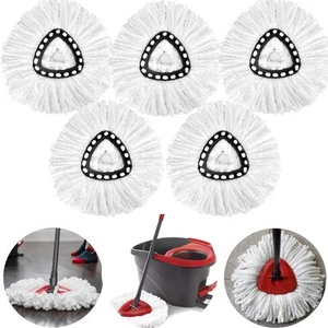 5 Pack Microfiber Spin Mop Head Replacements - 360 Degree Easy Wring Reusable... - Picture 1 of 7