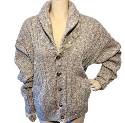 Vintage Pendleton Wool Cardigan Mens Cable Knit Shawl Collar Beige Medium - Image 1 of 4