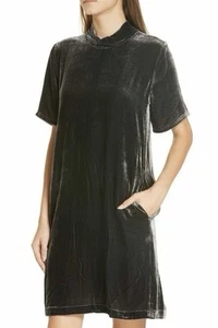 Vestido Eileen Fisher Petite Para Mujer Terciopelo Cuello Simulado Carbón PS $328 NUEVO - Imagen 1 de 12