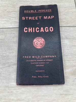 Vintage Fred Wild Street Map of City of Chicago Illinois 38x26 Inch Double Index - Image 1 of 4