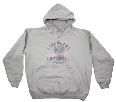 Cabela's Hoodie Women's Large Gray Legendary Outfitter Dog Graphic Pink Pullover - Image 1 of 4
