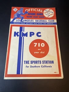Pacific Coast League PCL Los Angeles Baseball Club 1944 Score Card KMPC Sports - Picture 1 of 5