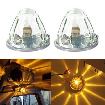 2x Amber Watermelon Light Glass Kit Clear Lens W/ 1156 LED Bulb Incandescent - Image 1 of 4