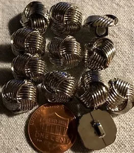 12 Domed Shiny Silver Tone PLASTIC Shank Buttons Just Over 1/2" 13.5MM # 2865 - Picture 1 of 1