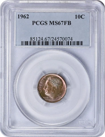 1962-P Roosevelt Silver Dime MS67FT PCGS Golden Toning Cover