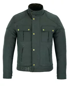 Classic Olive Green Waxed Cotton Motorcycle Jacket Textile Biker Waterproof Moto - Picture 1 of 6