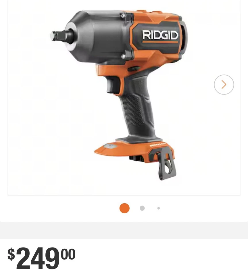 RIDGID 18V Brushless Cordless 3-Mode 1/2 in. Mid-Torque Impact Wrench Tool Only - Image 1 of 3