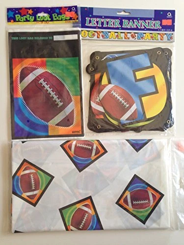 Football Party - (8 Counts) Loot Bags, Banner &Table Cover - 3 Pieces  - Image 1 of 1