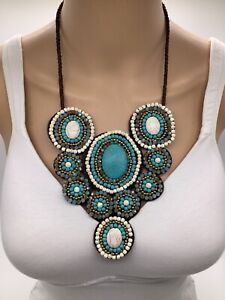 Chico's Black / Turquoise Cascading Necklace NWTS