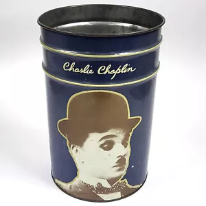 Cubeta De Basura De Metal Vintage 1980 Bubbles Inc Tin Charlie Chaplin BC057 - Imagen 1 de 5