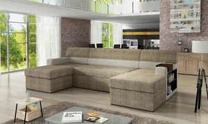 Eck Couch Polster Wohnlandschaft Ecksofa Bettkasten Bettfunktion Schlafsofa Sofa - Bild 1 von 11
