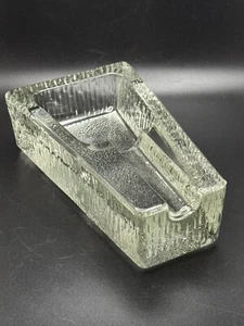 Vtg MCM Libby Heavy Glass Cigar Pipe Holder Mid Century Clear Textured Ash Tray - Picture 1 of 9