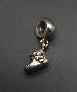 Pandora Baby Booty Blue 14k Gold & Sterling Silver Charm Retired 790403CZB Used - Picture 1 of 3