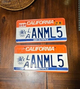 Vtg 1984 California Olympics License Plates ANML5 RARE Customized Personal Plate - Picture 1 of 3