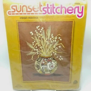 Vaso Crewel Sunset Stitchery Hopi Eagle Design patrimonio indiano 16x20 pollici 2288 - Foto 1 di 4
