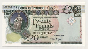 Irland Nord 20 Pounds 1-3-2005 Pick 80.b UNC Banknote Stempelglanz - Bild 1 von 2