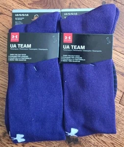 (2) TWO Pair Under Armour UA Team Crew Socks Size Large Purple U4575C1-500 NWT - Picture 1 of 2