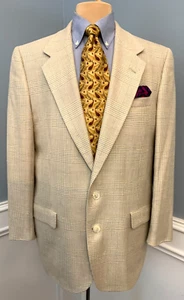 Perry Ellis Wool Blazer Mens 42R Plaid Jacket USA Made Sportcoat Vintage Twill - Picture 1 of 10