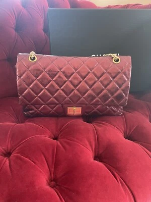 Chanel Metallic Burgundy Quilted Calfskin Reissue 2.55 227 Double Flap Bag - Image 1 of 4