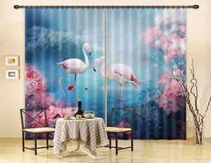 3D Flamingo Blume H2287 Foto Blockout Vorhang Stoff Fenster Honey 2023 - Picture 1 of 7