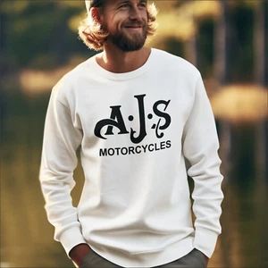 Retro Vintage Classic English  AJS Motorcycle Biker Premium Quality Sweatshirt - Picture 1 of 10