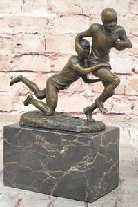 West Pure Bronze Marble Figurine Football Player Art Decor Sculpture Figurine - Picture 1 of 10
