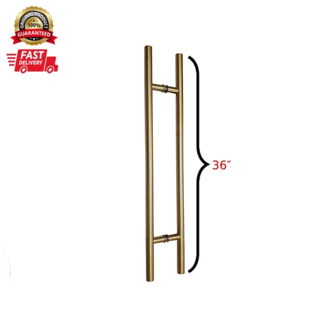 Door Pull, Entry Door Handle Round ‘H’ Type - 36″ PVD Gold Cover