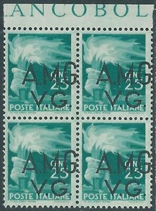 1945-47 TRIESTE AMG VG DEMOCRATICA 25 C VARIETà SOPRASTAMPA QUARTINA MNH ** JU24 - Picture 1 of 1