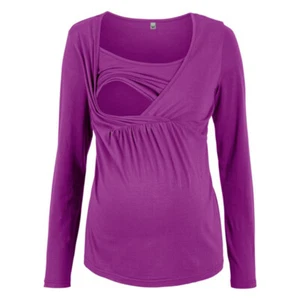 Size S-5XL 2in1 Maternity & Nursing V Neck Top Breastfeeding - Picture 1 of 13