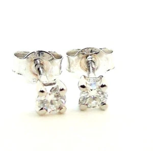 9CT HALLMARKED WHITE GOLD 0.20CT G/H SI NATURAL DIAMOND SOLITAIRE STUD EARRINGS - Picture 1 of 7