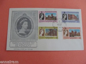 Reina Isabel II Jubileo de Plata FDC 25 Coronación Granadinas San Vicente 1978 A - Imagen 1 de 1