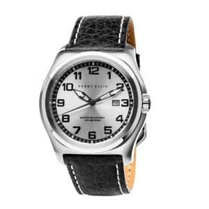 Perry Ellis Memphis Herrenuhr 44mm, SS-Gehäuse schwarz Leder (PEW04002-01) Invicta - Bild 1 von 2